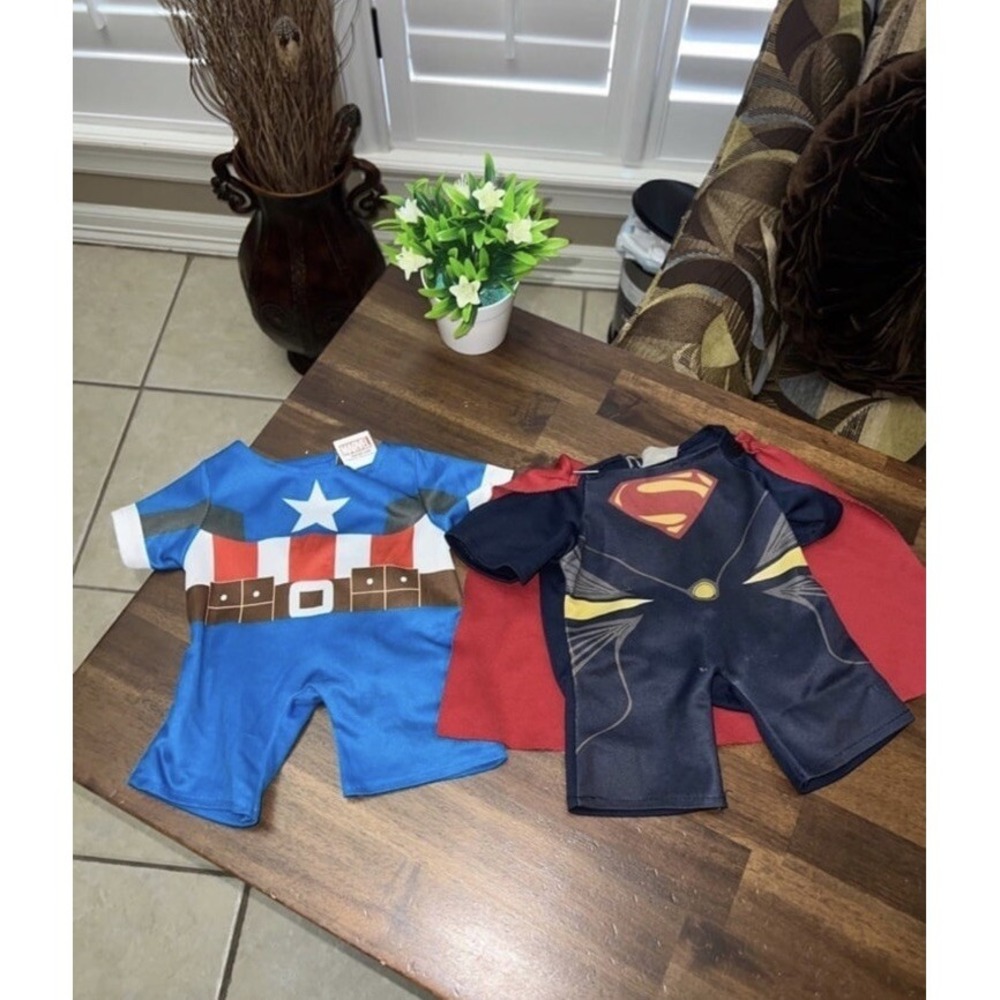 Build a Bear Superhero Clothes Lot Costume Outfits Captain América Super Man